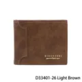 Heren korte matte leren portemonnee in de kleur lichtbruin met een reliëf textuur - D3401-26 Stijl / Lichtbruin