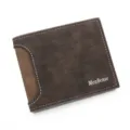 Classic dark brown textured PU leather bifold wallet for men featuring MenBense logo - Business Casual Style (2024-2) / Dark Brown