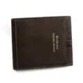 Stylish dark brown MenBense men's short bifold wallet with card slot and white stitching - Dark Brown