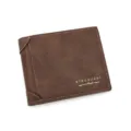 Classic vintage brown bifold men's wallet with reinforced corners and stitching - Hinge 3-Fold Style (D331-2) / Dark Coffee
