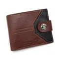 Schlanke Herren-Brieftasche im Patchwork-Design mit praktischem Magnetverschluss-Detail - Hellbraun