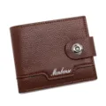 Cartera corta para hombre en cuero marrón texturizado con cierre magnético - Cartera Corta con Hebilla Magnética (B3004-17) / Tostado