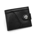 Stilvolle schwarze Herren-Brieftasche aus genarbtem Leder mit Druckknopfverschluss - Kurzer Stil (B3004-20) / Schwarz