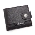 Elegante cartera fina para hombre en cuero sintético marrón con cierre magnético - Cartera Corta con Hebilla Magnética (B3004-17) / Marrón Oscuro