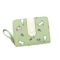 Élégant petit portefeuille vert clair pour femme avec motif de lapin et fleurs - Vert (R686-2)