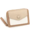 Petit portefeuille tricolore pour femme avec fermeture éclair et poche à rabat boutonnée - Abricot (R686-3)