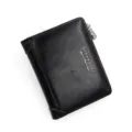Sofisticada cartera vertical negra para hombre con cremallera lateral y tarjeteros - Negro(M139-10)