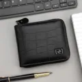 Elegante portafoglio uomo nero con trama a coccodrillo e chiusura lampo perimetrale - Motivo Coccodrillo Classico (D5562) / Nero