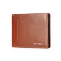 Classic MenBense brown textured PU leather short tri-fold wallet with multi card slots - Trifold Short Wallet (D2423-1) / Light Brown