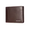 Premium dark brown textured PU leather short bifold wallet for men with casual style - Trifold Short Wallet (D2423-1) / Dark Brown
