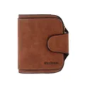 Petit portefeuille vintage en cuir mat pour femmes avec fermeture à boucle sécurisée en brun - Café