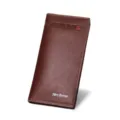 Premium brown long leather wallet for men featuring multiple card slots and textured design - Light Coffee