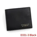 Classic black short bifold wallet for men featuring textured leather and embossed gold logo - Hinge 3-Fold Style (D331-3) / Black