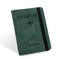 Σκούρο πράσινο RFID μπλοκάρισμα PU δερμάτινη θήκη διαβατηρίου και ταξιδιωτικό πορτοφόλι - Πράσινο (H001)