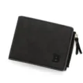 Cartera corta para hombre en negro mate con bolsillo para monedas y letra B - Negro