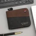 Portafoglio corto da uomo con cerniera e design color-block marrone e nero di qualità - Nero (527-17A)