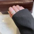 Elegant minimalist pearl and zircon encrusted band ring in gold finish for women - Pearl Rhinestone Pave Style (J0003) / Adjustable Open
