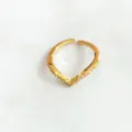 Elegant gold V-shaped adjustable ring with sparkling cubic zirconia stones - V-Shape Pave Gold Style (J0046) / Adjustable Open