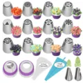 Comprehensive 27-piece cake decorating set including stainless piping tips and bags. - 27 Pieces/Pack
