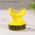 Mini portable yellow ceramic cigar rest with black checkerboard pattern detail - 3.5*4.2cm / Yellow