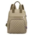 Large capacity stylish diaper bag backpack with quilted front pocket and USB port - Khaki