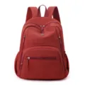 Sac à dos en nylon rouge léger et imperméable de grande capacité avec poches zippées - Rouge