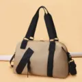 Grand sac de voyage kaki avec sangles noires, idéal pour le sport et le fitness - Kaki