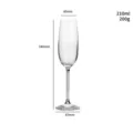 Crystal champagne glass with dimension details, 210ml capacity and diamond-filled stem - White Zircon