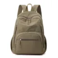 Sac à dos en nylon imperméable vert olive avec grande capacité et poches multiples - Kaki