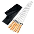 Profi-Grillspieße-Set aus Edelstahl mit Holzgriff, 6er-Pack mit Aufbewahrungstasche - Edelstahl Holzgriff Grillspieße / 6-Teiliges Pack (43*0.6*0.16CM)