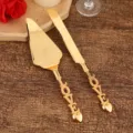 Elegante goudkleurige Europese taartschep en messenset met LOVE-letters handvatten - LOVE Letter Stijl / Goud