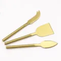 Stainless steel golden cheese knife set 3-piece butter spreader dessert tools for kitchen baking - Gold