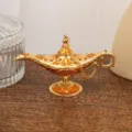 Vintage metal Aladdin magic lamp miniature retro wishing oil lamp desktop decor piece - Kumquat Amber