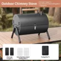 Portable outdoor charcoal chimney grill set featuring stainless steel nets and frying pan - Black Chimney Grill (With Pan)