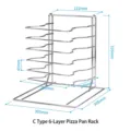 Detailed dimensions of 6-layer stainless steel pizza tray cooling and storage rack - 6 Layers