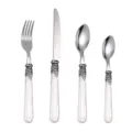 Juego de cubiertos vintage de 4 piezas en acero inox con mangos de acrílico - Set de 4 piezas / Blanco