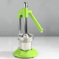 Manual stainless steel fruit press juicer for oranges and pomegranates in lime green finish. - Green