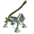 Manueller Pommes-Frites-Schneider aus Edelstahl mit Hebelgriff und Saugfüßen für Küchen - 0.7cm Modell / Grün