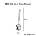Cuillère ronde en acier inoxydable 316L avec manche long de 13 cm - Cuillère Ronde Acier 316L N°3