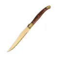 Coltello da bistecca in acciaio inossidabile dorato con raffinato manico con venature del legno - Coltello da Cena Singolo / Sacchetto OPP