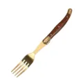 Forchetta in acciaio inox dorato con manico effetto legno per cena - Forchetta da Cena Singola / Sacchetto OPP