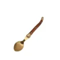 Elegante cucchiaio da cena in acciaio inox dorato con manico classico effetto legno - Cucchiaino da Tè Singolo / Sacchetto OPP