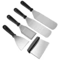 5-piece stainless steel BBQ spatula and scraper set for professional teppanyaki grilling - 5-Piece Spatula Kit