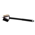 3-in-1 heavy duty BBQ cleaning brush with metal scraper and scouring pad for grill - Copper Wire Style / 36x7x7.5cm