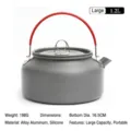 Portable 1.2L outdoor camping tea kettle with red silicone handle for hiking and picnic - Red Handle (1.2L) / 1.2L / Iron Gray
