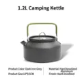 1.2L iron grey portable outdoor camping kettle with green handle and hard anodized finish - Green Handle (DS-12) / 1.2L / Iron Gray