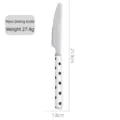 Modern roestvrijstalen diner mes met polkadots, 21,9 cm lang, elegant bestekontwerp - Tafelmes / Wit met zwarte stippen