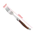 Edelstahl-Steakgabel mit Holzmaserungsgriff, Gesamtlänge 220 mm Maße angegeben - Tafelgabel