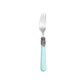 Vintage roestvrijstalen dessertvork met een elegant blauw parelmoer acryl handvat - Kleine vork