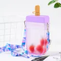 Cute ice cream shaped straw water bottle with colorful strap for daily use and school. - 300ml / Lavender